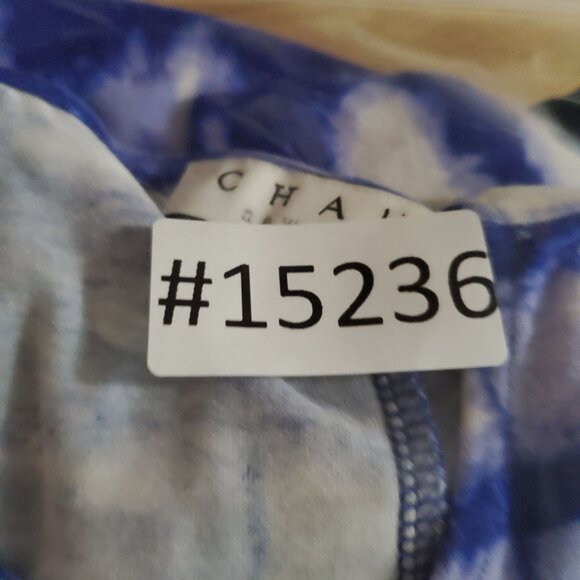 Chaus Top Womens XL Blue Tie-Dye Rayon Spandex Twist Front Short Sleeve - Picture 7 of 7